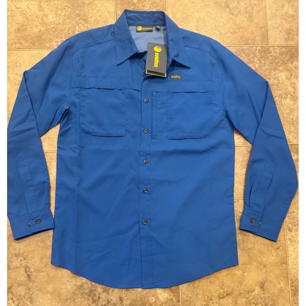 Solstice Mens Insect Repellent Long Sleeve Shirt Blue P3481 Small NWT